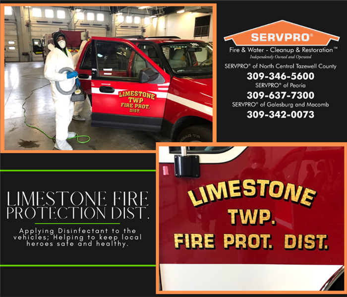 Fogging the Limestone Fire Protection District vehicles.
